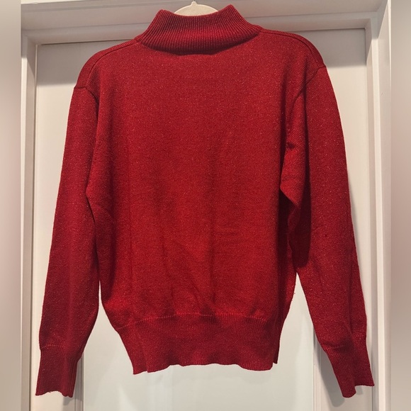 Dress Barn Women's Red Sweater Size L Metallic Thread Sparkly Classic Christmas - Picture 8 of 14